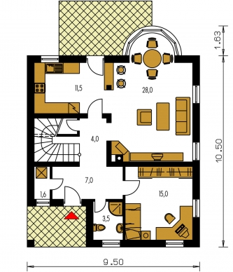 Mirror image | Floor plan of ground floor - MILENIUM 234